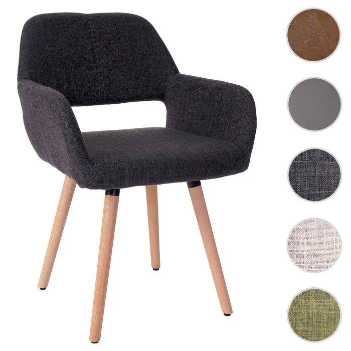 MCW Chaise de salle à manger MCW-A50 II fauteuil ~ tissu gris foncé