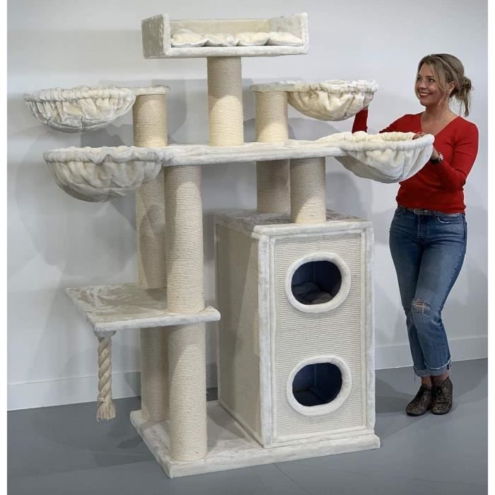 Arbre A Chat Xxl Geant Cat Paradise Plus Beige Maine Coon Griffoir Arbres Pour Grand Gros Chats Solide A Grande Taille O 5577 Cdiscount Animalerie
