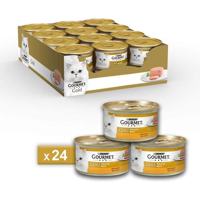 Nourriture pour chats Gourmet Purina Gold Humide Chat Mousse avec Foie – 24 canettes de chacune 85 g (Pack de 24 x 85 g) 38901