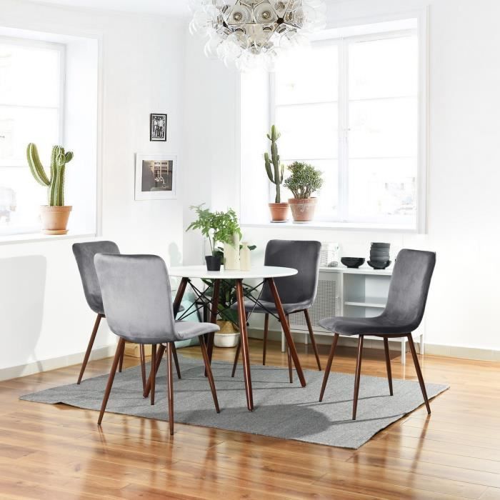 Lot de 4 chaises de salle à manger anthracite - Siège finition velours