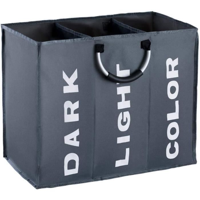 Sac a LingePanier à Linge Pliable Sac de Rangement avec Poignée Corbeilles pour Linge sale 80L Vêtements 60*32*49cmGris foncé