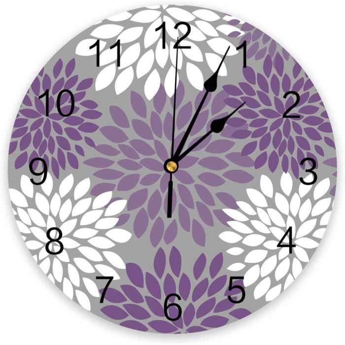 Horloge Murale Ronde Fleur Violette Design Moderne Maison Salon décoration  Chambre 25x25cm[69] - Cdiscount Maison