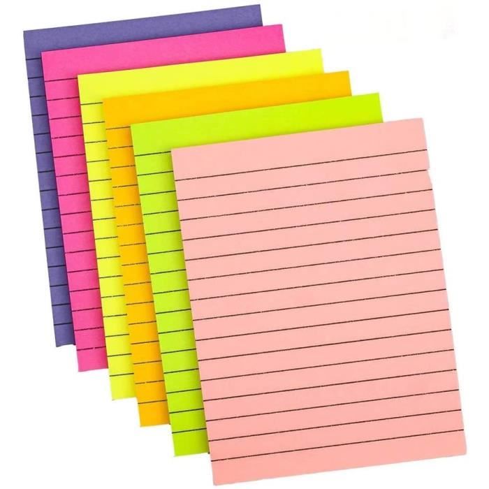 Sourcemall Lot de 6 blocs de notes adhésives colorées aux couleurs terreuses pour le bureau index colorés la maison et l'école 