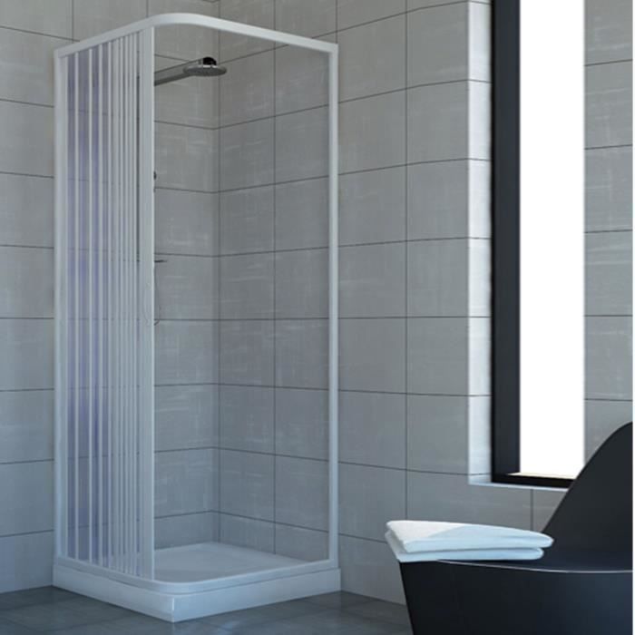 Cabine de douche Anika 90x90x205cm coin droite chrome/blanc