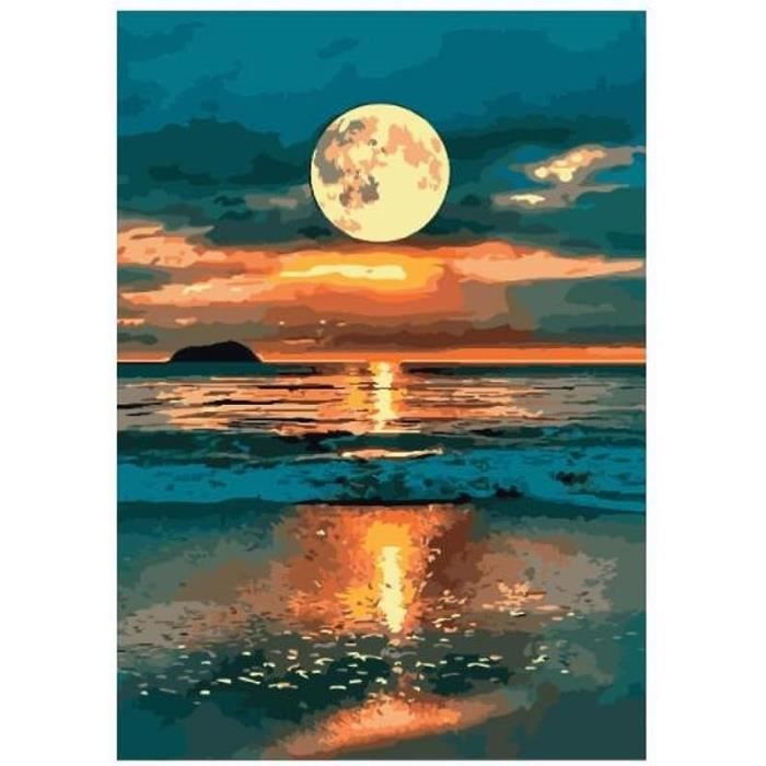TISHIRON Peinture Par Numéros Adulte – Jésus Et Paysage Lunaire – Kit DIY Toile 40x50cm Avec Cadre – Loisir Créatif Et Relaxant