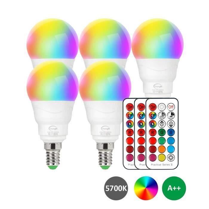 Ampoule LED E14 5W RGBW avec Sans FilChangement de Couleur Dimmable 5PCS RGB et