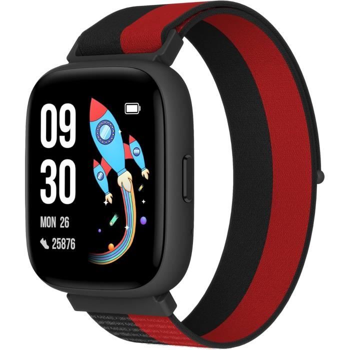 BIGGERFIVE Montre Enfant Non Connectée ou Connectée Librement, 1,8 Smartwatch Podomètre, Cardiofrequencemètre, IP68 Étanche, Moniteur de Sommeil, Jeux de Puzzle pour Garçons Filles 5-16, 2 Sangles