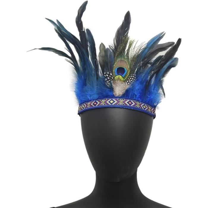 Vintage Bandeau Plume De Paon Avec Plume Strass Décoration De Cheveux