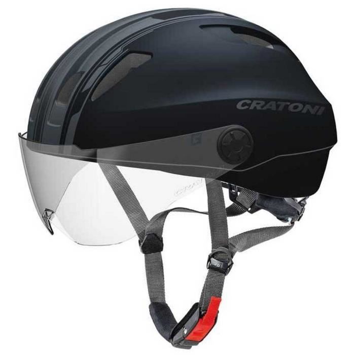 Casque de vélo CRATONI Evo Pedelec - Noir - 53-57 cm - 10 aérateurs - Visière amovible - Réflecteurs