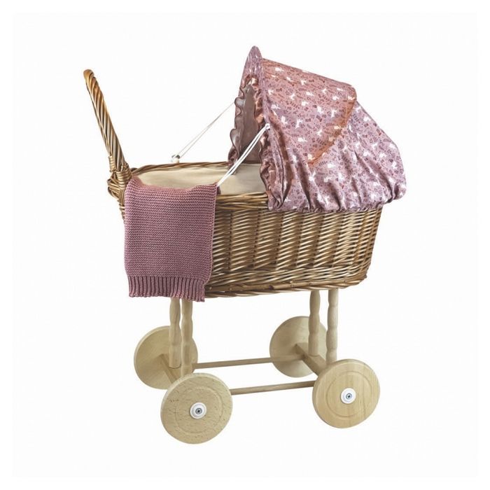 Poussette en bois avec tissu naturel pour poupées Egmont Toys