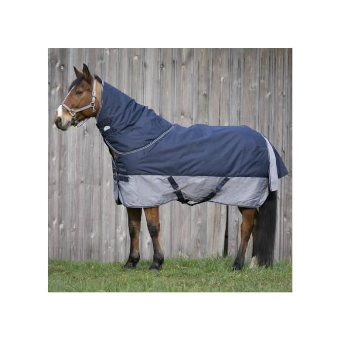 Comparer les prix de Couverture d'extérieur EQUI-THEME TYREX 600 D doublée polaire - Bleu et Gris - Taille 6'0''