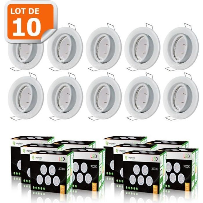 Wowatt Plafonnier LED 6 Spots Noir - Inclu. 6x Ampoules 5W GU10 LED Blanc  Chaud - Spot Plafond Orientable Salon Chambre Cuisine - Cdiscount Maison
