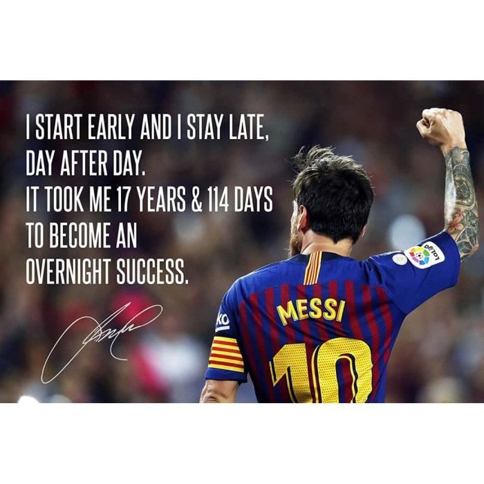 Poster Affiche Leo Messi Barcelone Football Succes Citation Inspirante Anglais 31cm X 47cm Cdiscount Maison
