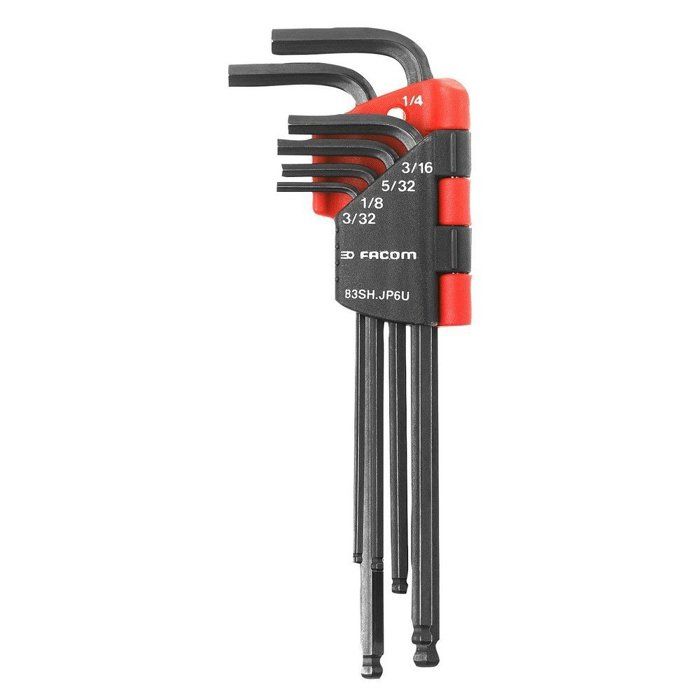 Facom JP9A Jeux de Clé mâles coudées 6 pans en Étui 260 g Gris//Rouge