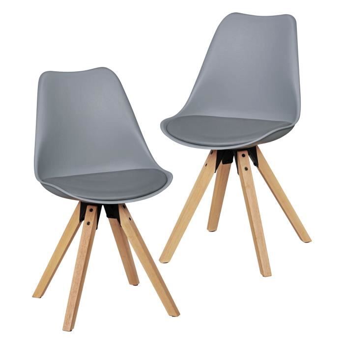 Chaise de salle à manger rétro - FINEBUY - Lot de 2 - Gris - Sans accoudoirs - Design scandinave Chaise de salle à manger rétro - FINEBUY - Lot de 2 - Gris - Sans accoudoirs - Design scandinave
