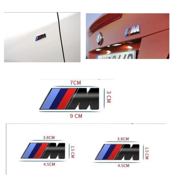 2 x ///M Latérale Aile Sport Emblème Badge Logo Autocollant NOIR 45mm x  15mm Pour BMW+Logo M badge emblème pour BMW 90 mm x 30 mm - Cdiscount Auto