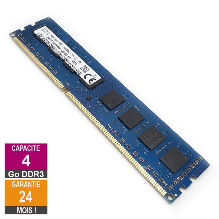 Barrette Mémoire 4Go RAM DDR3 Hynix HMT351U6EFR8A-PB DIMM PC3-12800U 2Rx8 Reconditionné - SK Hynix reconditionné disponible sur Cdiscount Seconde Vie