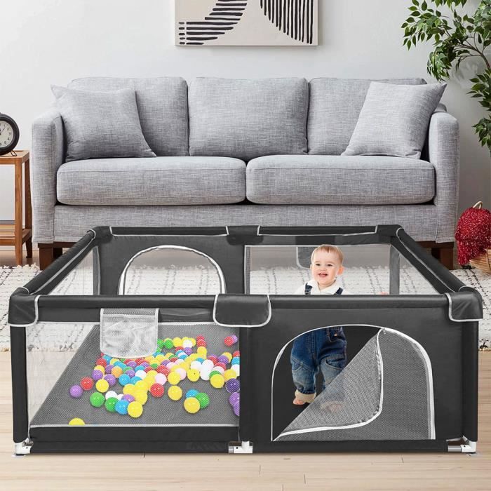 Parc Bébé Centre Grande dActivité KEDIA - Noir - 120*160*66cm - Tissu Oxford - Sac de rangement inclus