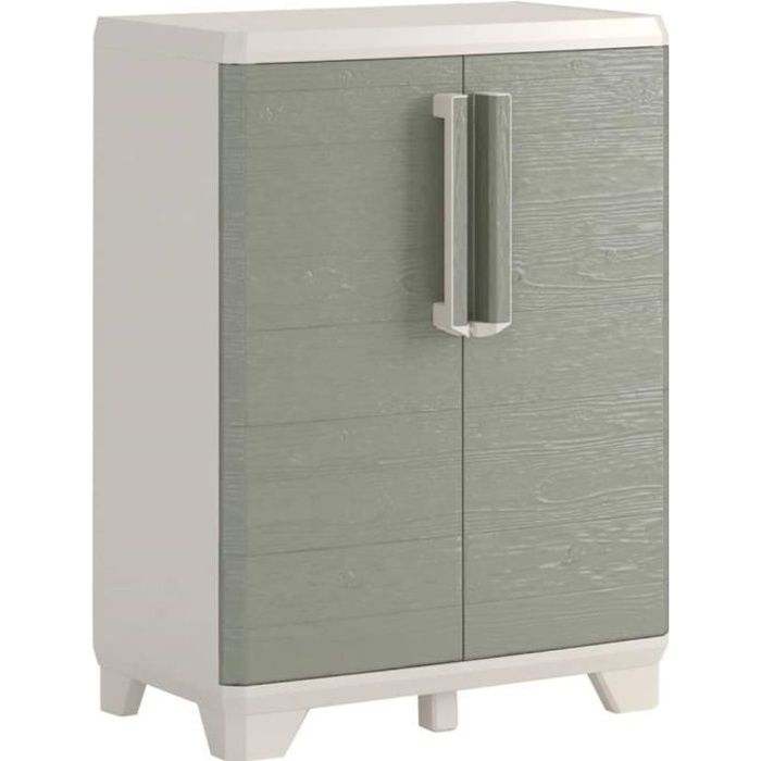 Keter Armoire de rangement basse de jardin Crème et taupe 97 cm