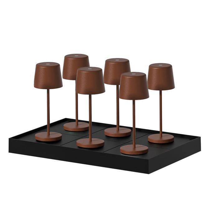 6 Lampes de table MINI KELLY Rouille H22cm + base de chargement 6 Lampes de table MINI KELLY Rouille H22cm + base de chargement