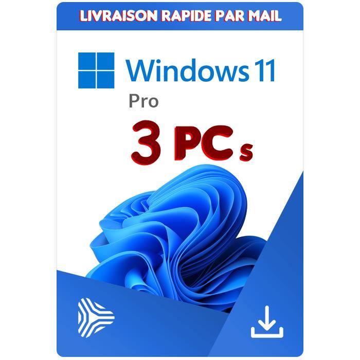 WINDOWS 11 PRO 3 PC – En Téléchargement – Envoi Rapide par MAIL – Facture Automatique !