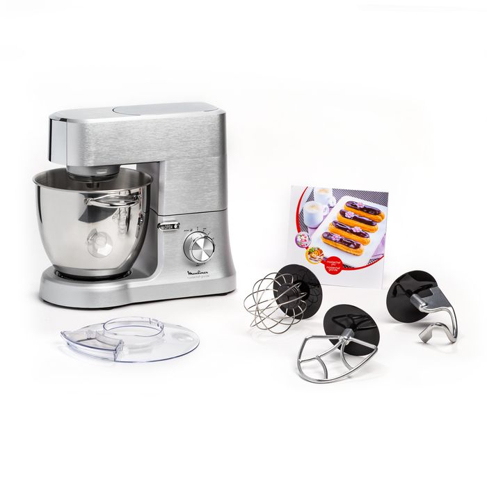 robot pâtissier moulinex qa810d01 masterchef grande - bol inox 6,7l - 10 vitesses + pulse - kit pâtisserie