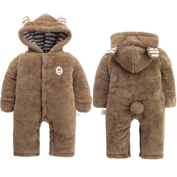 Vetement Bebe Fille Garcon Nouveau Ne Ours Manteau A Capuche Barboteuses Enfant Hiver Ensemble Manches Longues Marron Cdiscount Pret A Porter