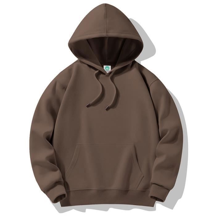 Sweat Homme À Capuche Regular Fit Automne Hiver Casual Sweat-Shirt Multi Poches Couleur Unie - Taille EU - Bordeaux Bordeaux - Prêt-à-Porter