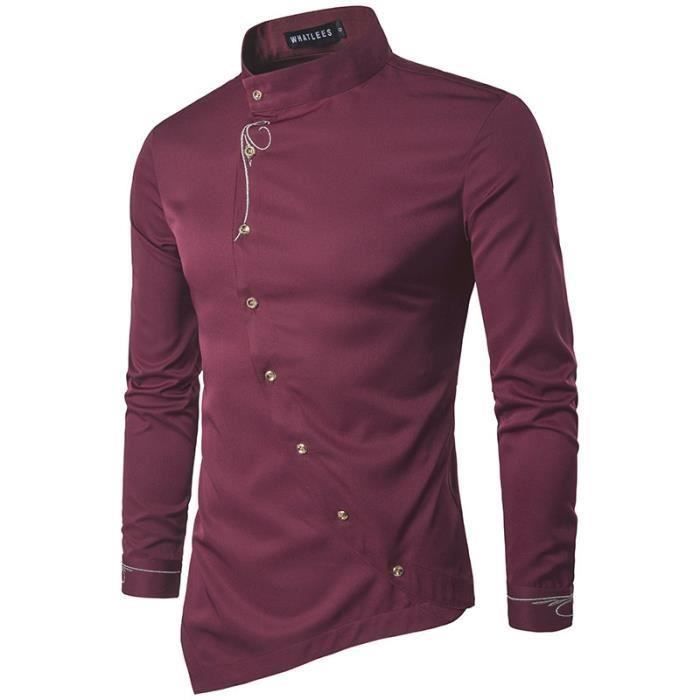 Chemise Homme Slim Fit Coréen - Boutons Transversaux - Coton - Neuf Avec étiquettes