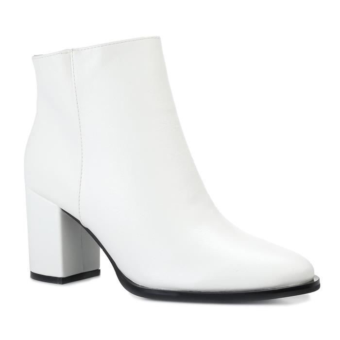 bottines blanches talon
