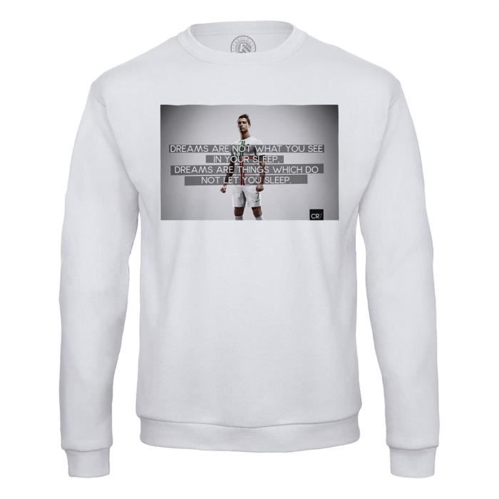 Sweat Shirt Homme Cristiano Ronaldo Cr7 Football Star Citation Inspirante Portugal Blanc Cdiscount Pret A Porter
