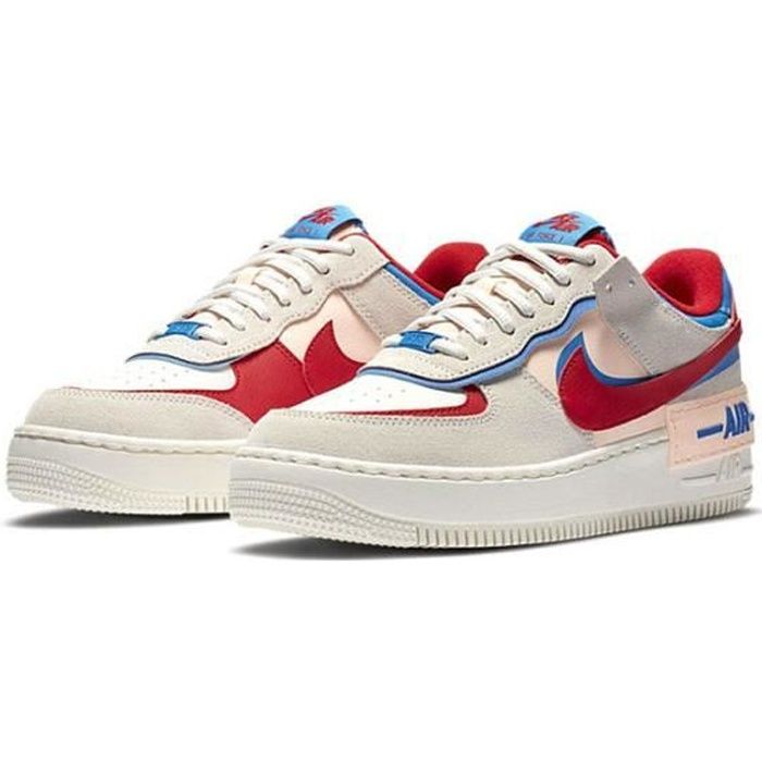 Basket Nike Air Force 1 Shadow Low Chaussure de Sport AF 1 CU8591-100 Femme  Gris/rouge - Cdiscount Chaussures
