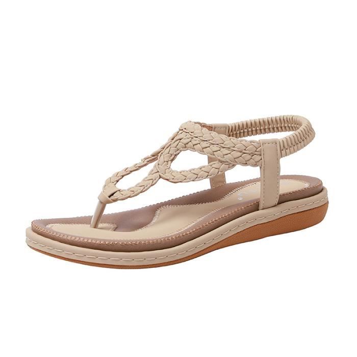 ticticlily Femmes Sandales Plates Été Flip Flops Tongs Plage Brillant Strass Bout Ouvert Chaussures Pantoufles Sandals A Argenté 35 EU