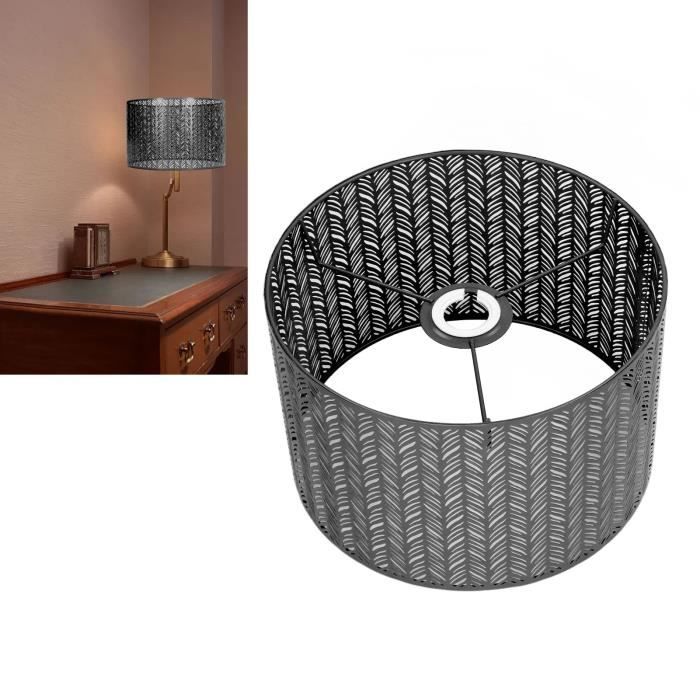 Abat-jour Tambour Métal BEIJIALY - Design Ajouré Moderne - Pour Ampoules E14/E27 - Noir