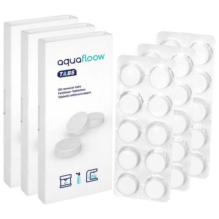 AquaFloow Tabs Lot de 3x 10 pastilles de nettoyage pour machines à café Krups, Nivona, Jura, DeLonghi, Saeco, Siemens, Bosch, Melit