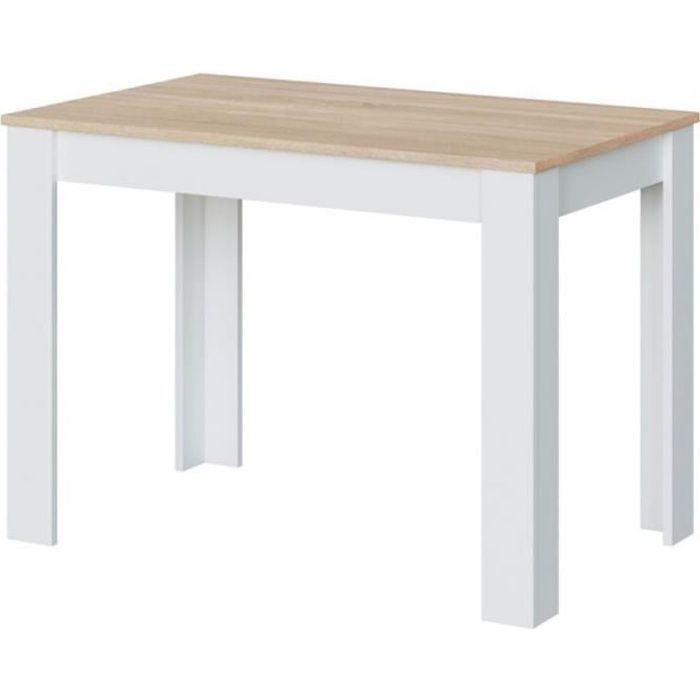 table auxiliaire fixe coloris chêne canadien / blanc artic -  hauteur 78 x longueur 109 x profondeur 67 cm