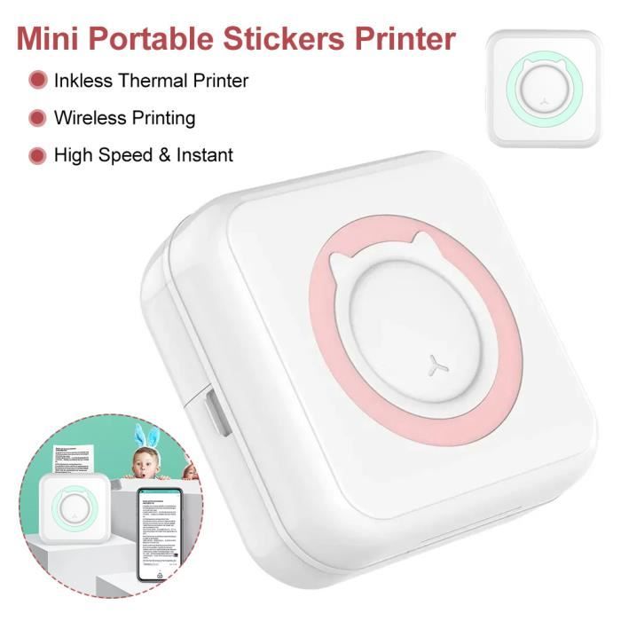 Mini imprimante de poche, nouvelle imprimante autocollante instantanée  portable, imprimante thermique de poche Sticker Maker (