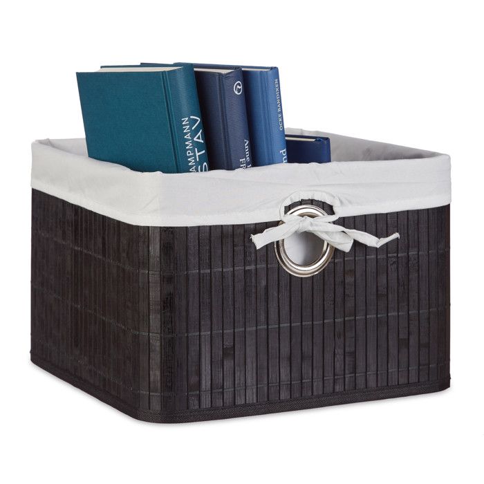 Corbeille lot de 4 Panier de rangement Housse amovible poignée Boîte étagère armoire HxLxP 20 x 31 x 31 cm noir