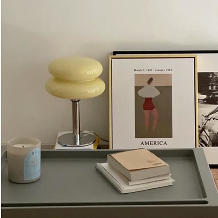 Lampe de table - SALUTUYA - Tarte aux œufs - Verre et métal - Rechargeable USB - Design contemporain