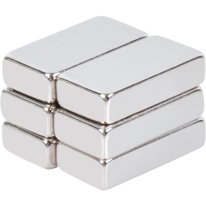 MIN CI Aimants Néodyme Super Puissants 20x10x3 Mm – Lot 12 Pièces – Aimants Frigo Cuisine Bureau Tableau Magnétique