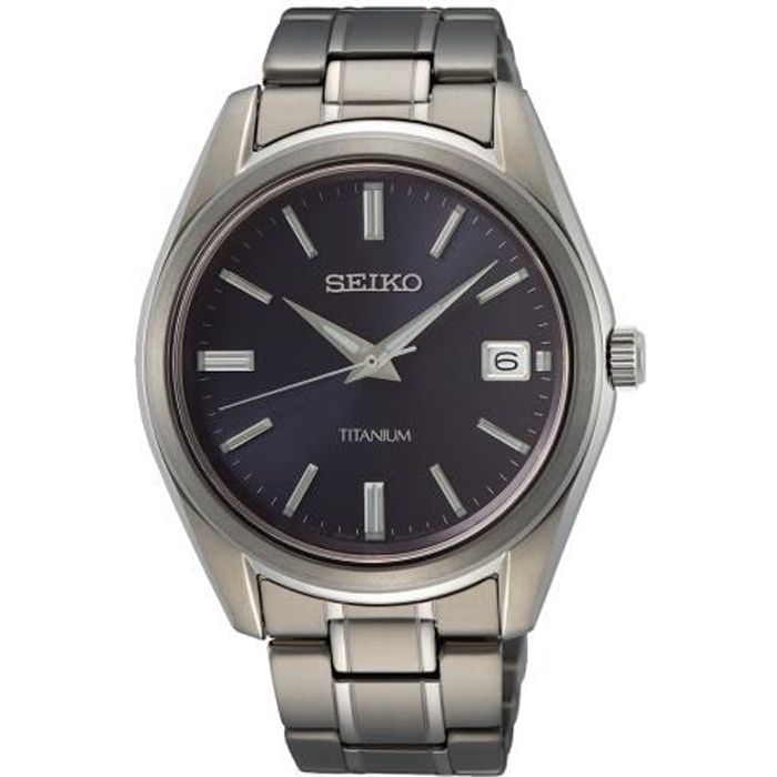 bracelet acier homme - seiko - montre seiko classique 3 aiguilles titane - couleur de la matière:blanc