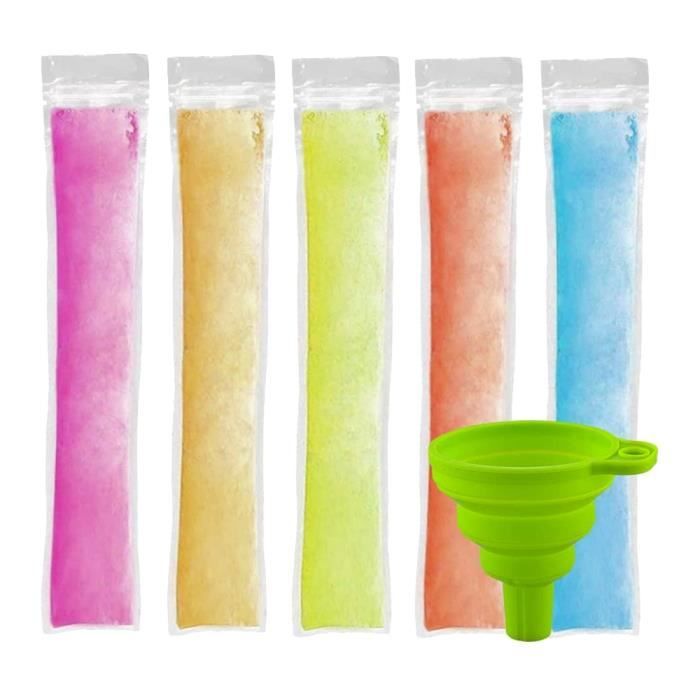 Sacs à Popsicle 200 Pièces + Entonnoir - Pour Glaces Maison, 5.5x28 Cm