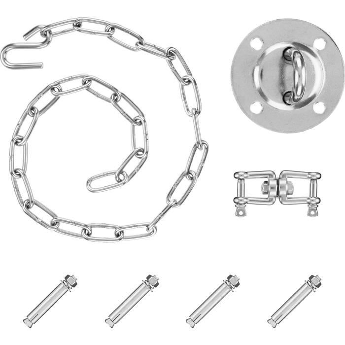 Kit Fixation Complet Pour Fauteuil Suspendu Ou Hamac – Inclut Manille Pivotante – Supporte Jusqu’à 300kg – Acier Galvanisé
