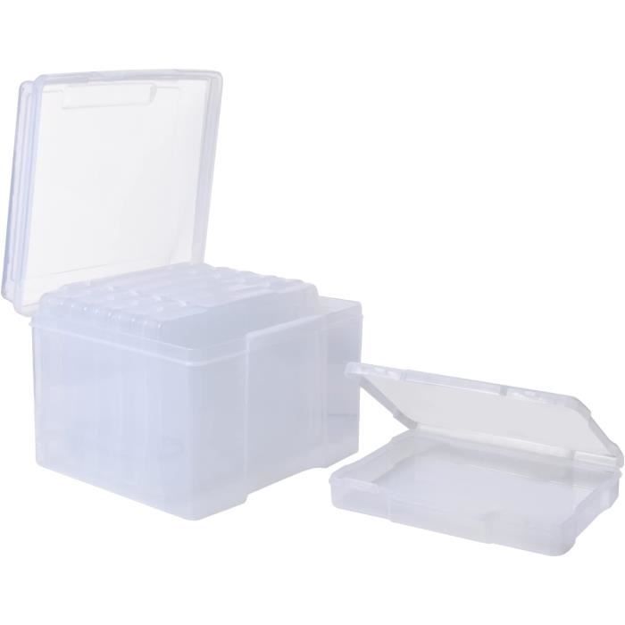 USHOP Boîte De Rangement Photos 16 Supports - Organisateur Plastique Avec Étiquettes Autocollantes, Mallette Portable Pour Photos, Graines Et Bureau