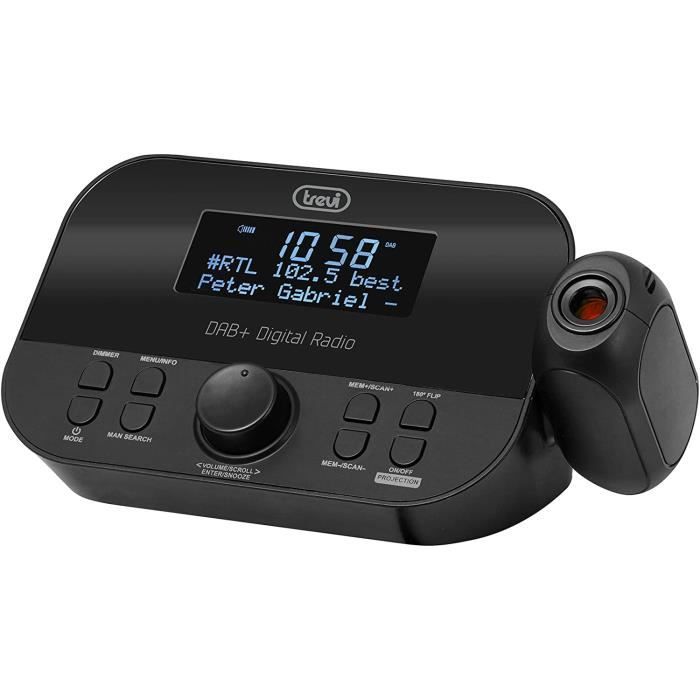 Trevi RC 80D4 DAB elektronische wekkerradio met DAB/DAB digitale ontvanger, groot led-display, slaapfunctie, snooze-functie, zwart