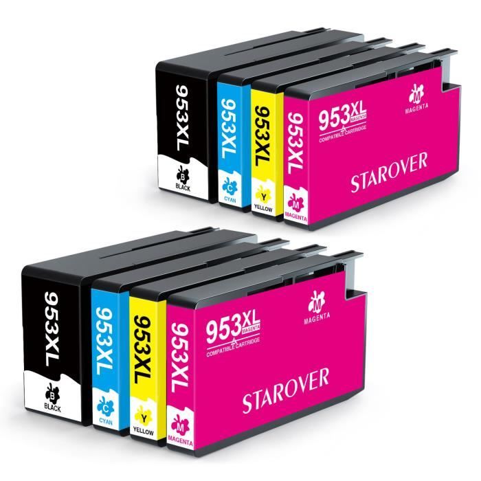 Cartouches D'encre Remanufacturées COLORETTO 953XL – Lot 4 Couleurs (Noir, Cyan, Magenta, Jaune) – Pour HP OfficeJet Pro 8720, 8730, Etc.