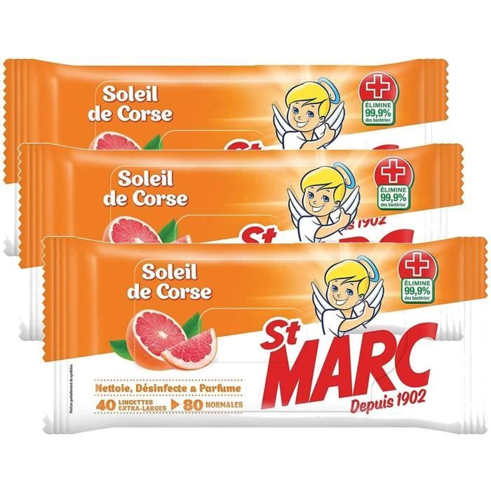 St Marc Lingettes Soleil De Corse Lot De 6 Sachets - Compostables Et Désinfectantes