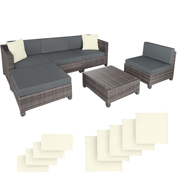Tectake Salon De Jardin Amy Modulable 5 Places 4 Fauteuils 1