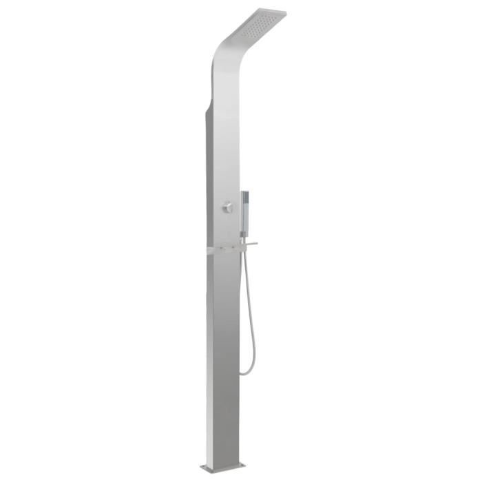 Douche Extérieure Noire 50x55x224cm Rotin Bois Acacia - Douche Jardin Piscine Camping Avec Pieds
