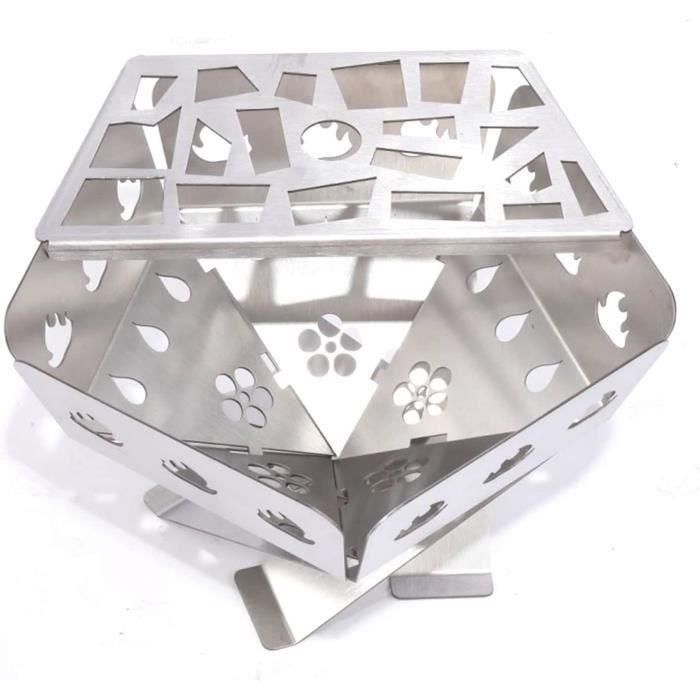 Grille De Campement Pliable En Acier - Foyer Portable Pour Barbecue Et Feu De Camp